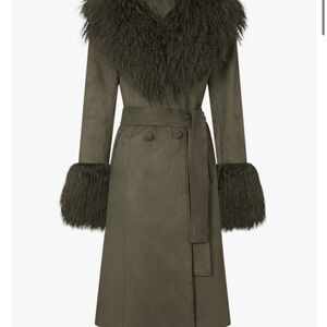 Charlotte Simone Olive Teddy Jacket with Faux Fur